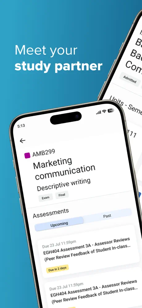 Meet your study partner. Screenshot showing a view of the Unit Assessments screen. Click for full image