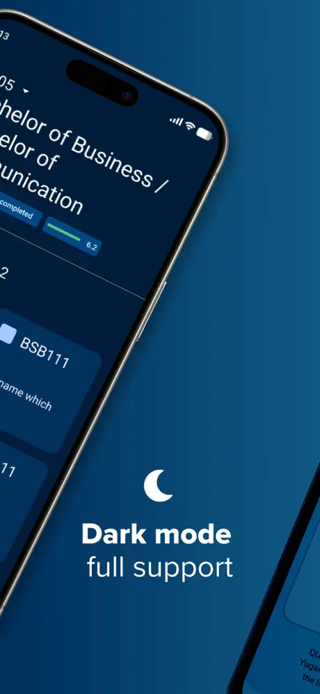 Dark mode full support. Screenshot showing the Unit Assessments screen in dark mode. Click for full image