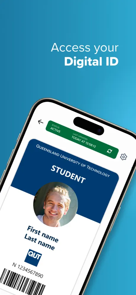 Access your digital ID. Screenshot showing the QUT Digital ID screen. Click for full image